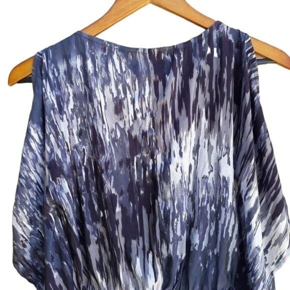 Express Top Womens XS Ombre Paint Splatter Striped Batwing Cape Cutout Shoulders - Picture 11 of 14